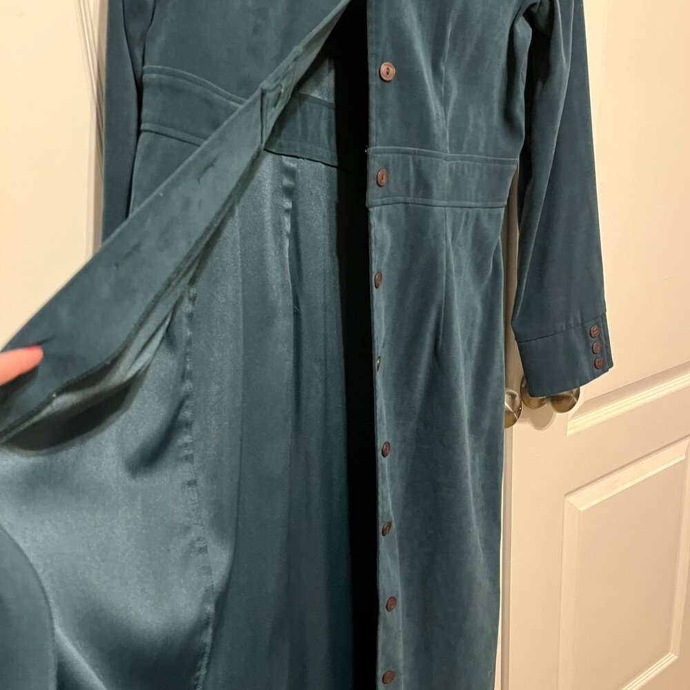 Blue/Green Trench Coat  - Size 8 - Picture 2 of 4